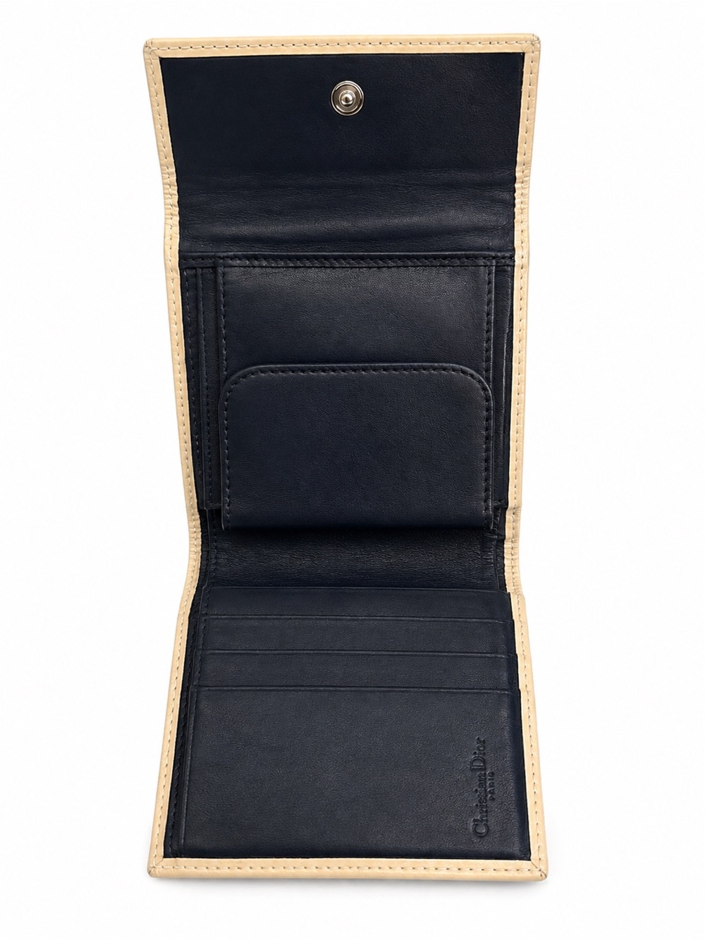 Dior Navy and Beige Monogram Canvas Wallet with Number Patch - Picture 2 of 6